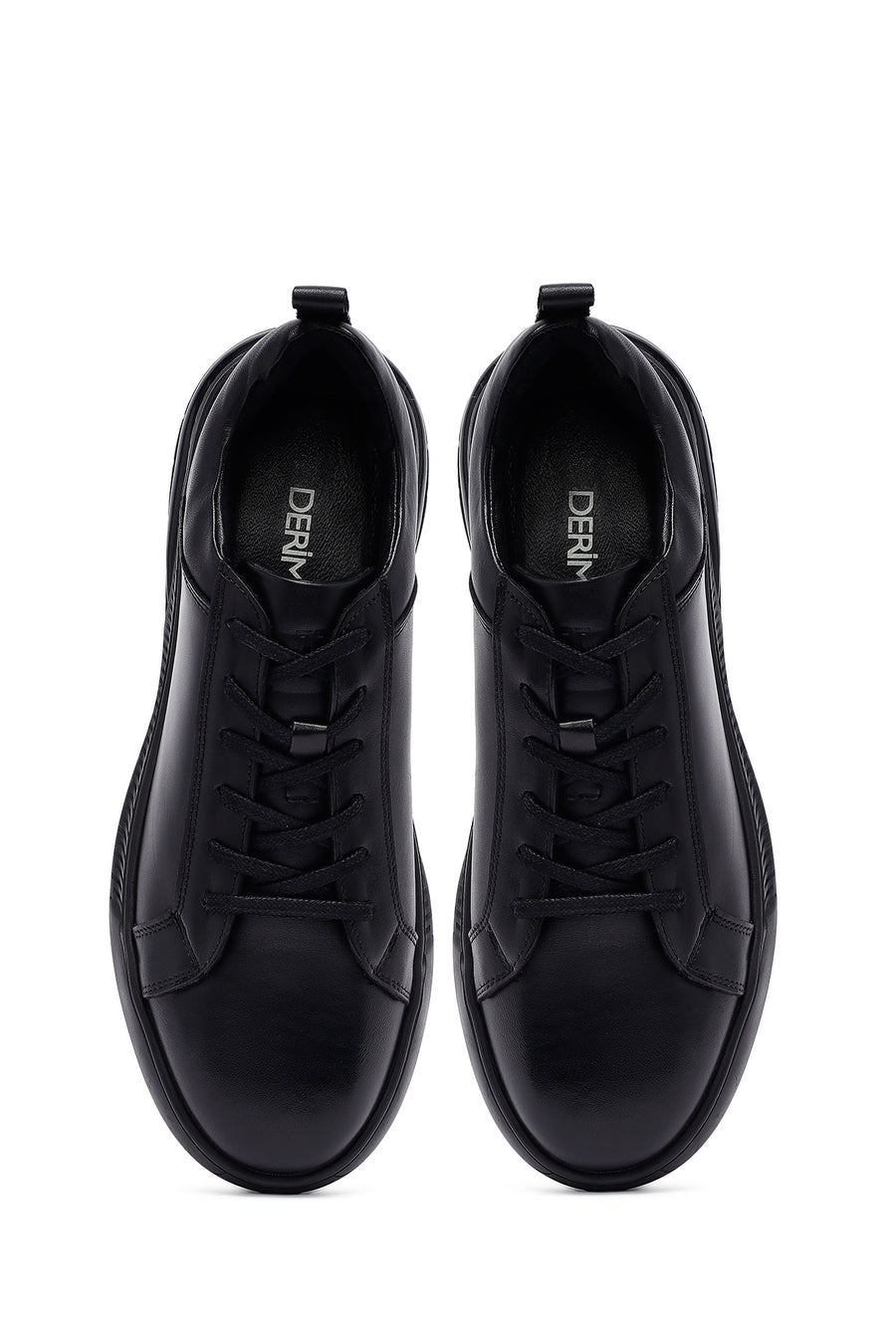 Erkek Siyah Bağcıklı Deri Casual Sneaker