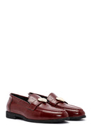 Women's Burgundy Accessory Detailed Leather Masculine Loafer | Derimod