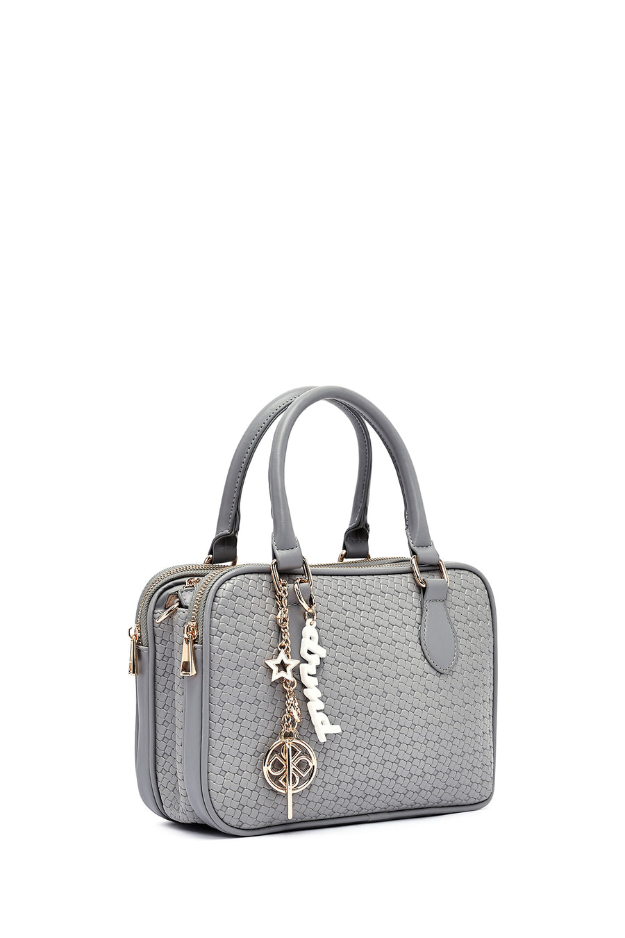 Women's Grey Long Strap Printed Classic Handbag