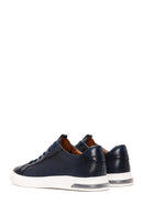 Men's Navy Blue Lace-up Thick-Sole Leather Sneaker | Derimod