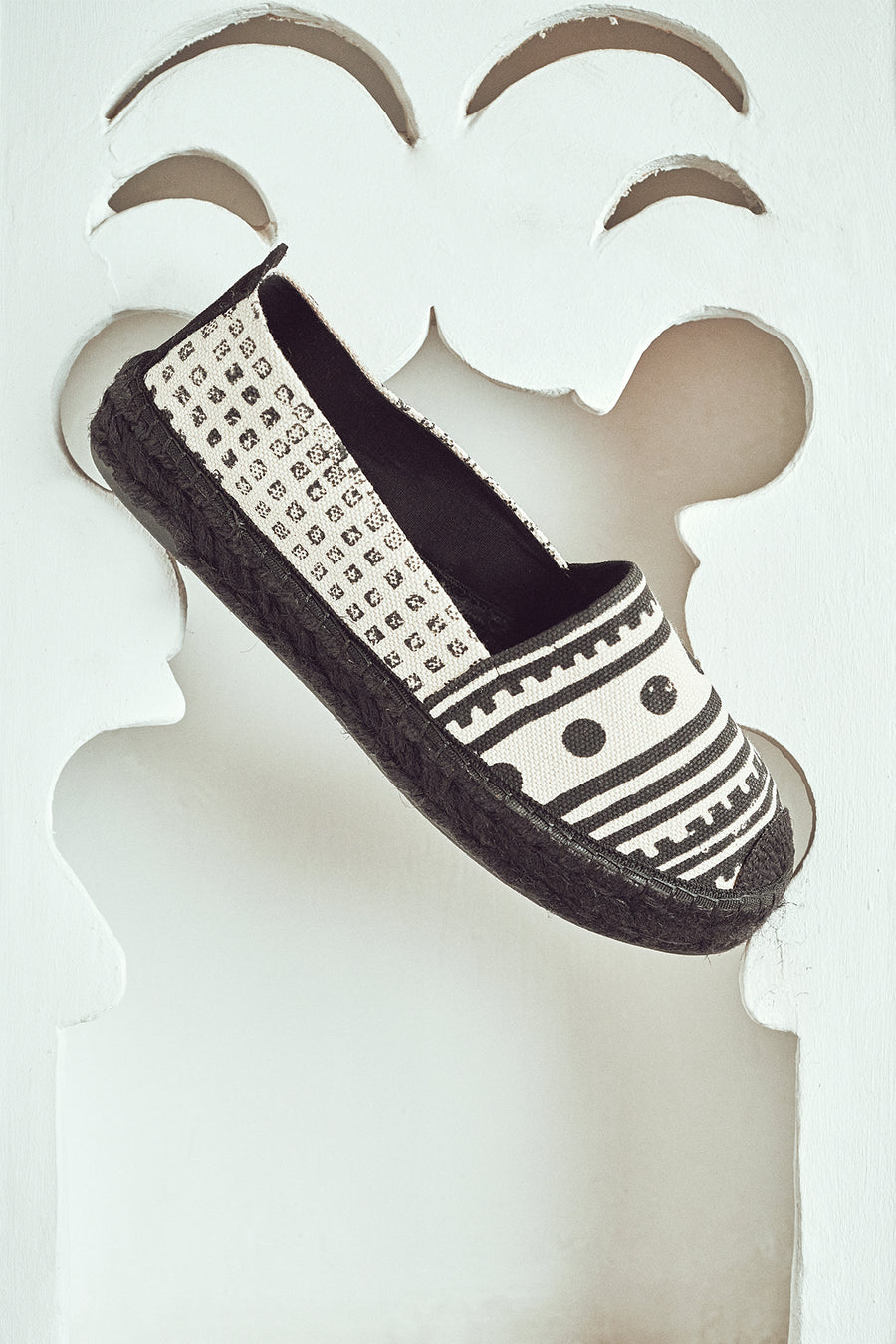 Kastamonu Stone Print Woman Black Patterned Espadrilles
