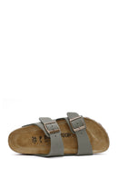 Birkenstock Women's Gray Arizona Eva Nubuck Leather Slippers | Derimod