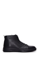 Men's Black Leather High Top Sneaker | Derimod