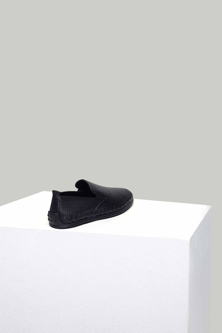 Black Men's Leather Espadrille