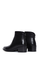 Women's Black Zippered Low Heel Leather Boots | Derimod