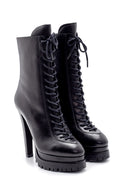 Women's Leather Lace-Up Heeled Boots | Derimod