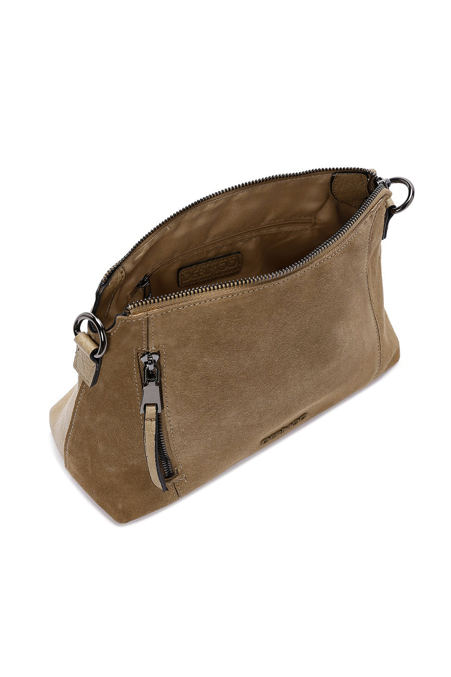 Woman Camel Long-Strap Suede Crossbody Bag