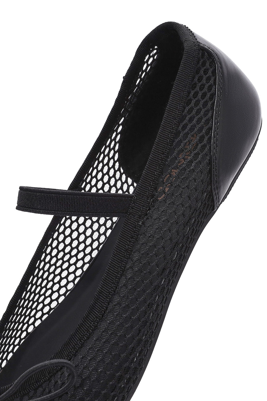 Women's Black Fabric Fishnet Ballerinas