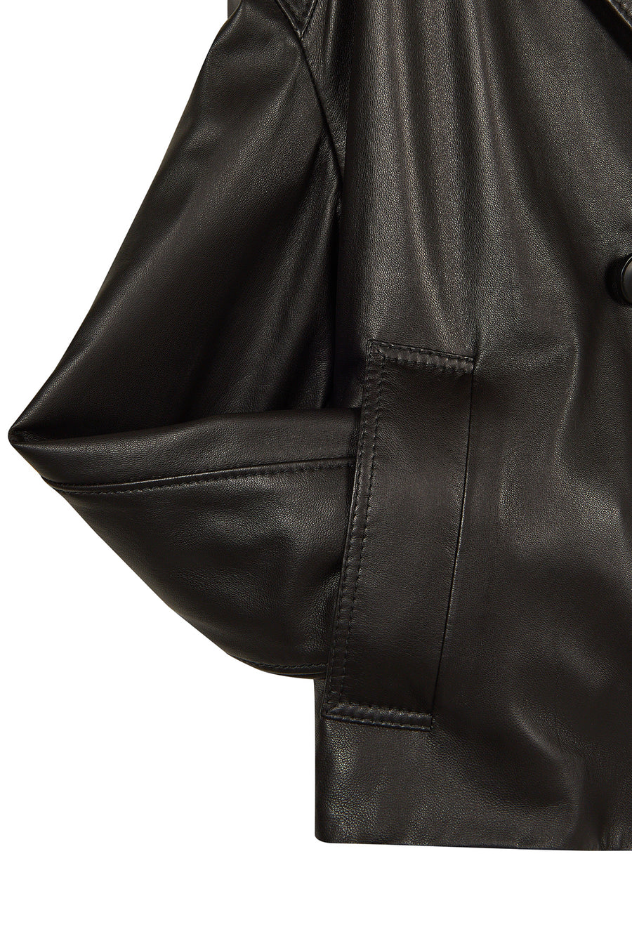 April Woman Black Short Oversize Leather Jacket