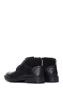 Men's Black Leather Zippered Casual Boots | Derimod