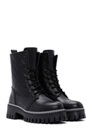 Women's Black Thick Soled Leather Boots | Derimod