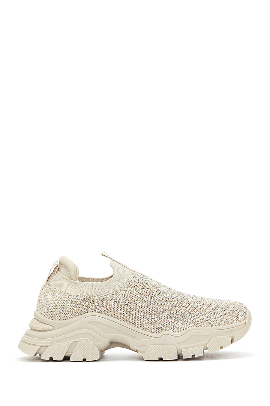 Kadın Bej Taşlı Kalın Tabanlı Sneaker 22WFD43096F | Derimod