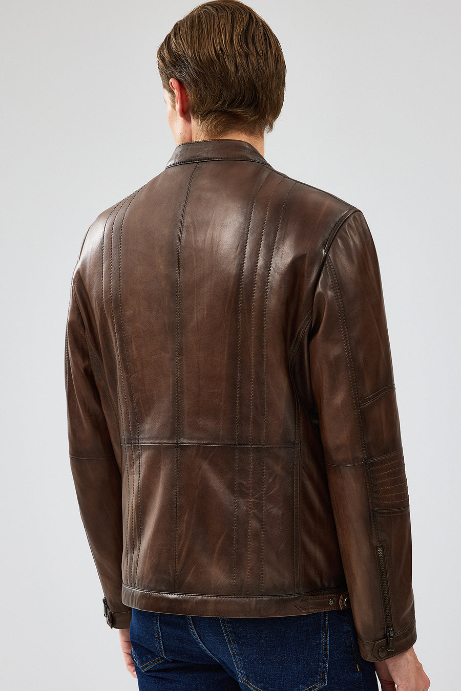 Gabriel Men's Brown Regular Leather Sport Jacket