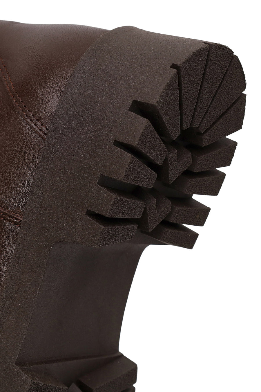 Woman Brown Thick-Soled Leather Chelsea Boots