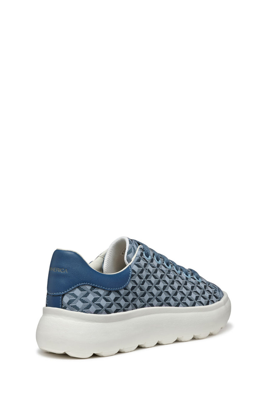 Geox Women's Blue D Spherica Ec4.D - Em. Tex + Sy Laced Patterned Thick Soled Sneaker