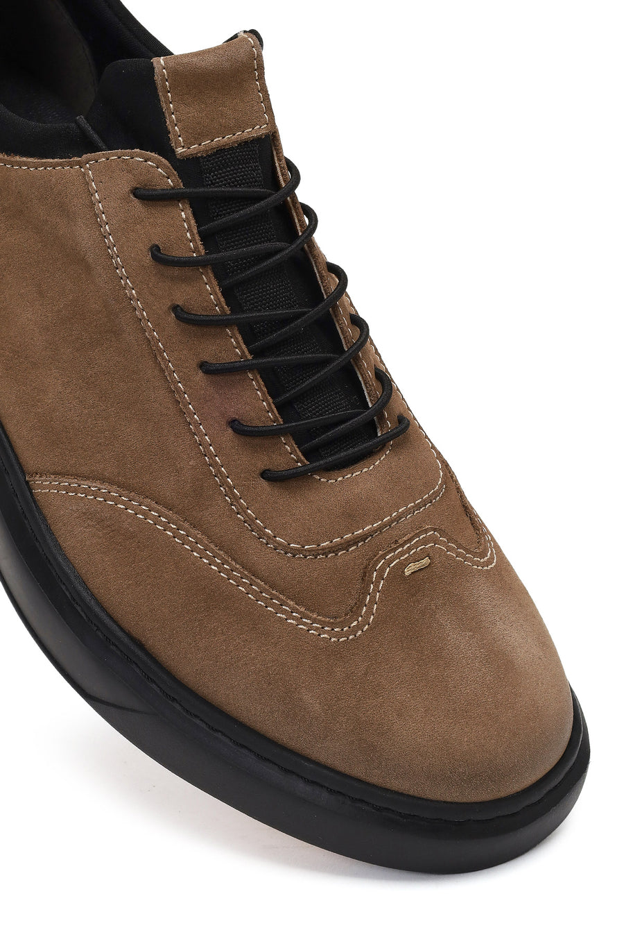 Erkek Vizon Bağcıklı Nubuk Deri Sneaker
