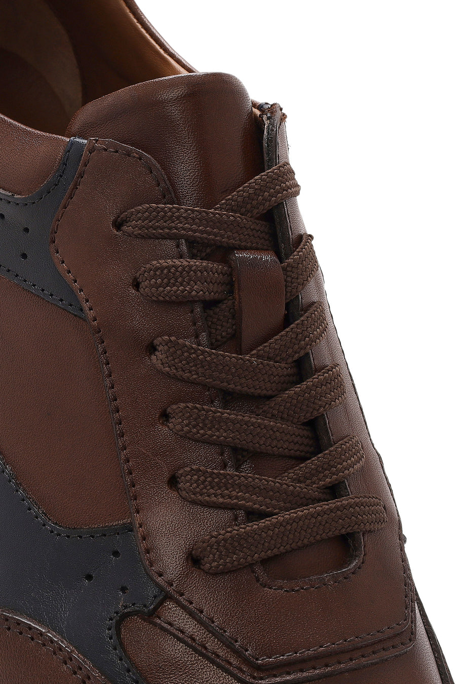 Erkek Taba Bağcıklı Deri Sneaker