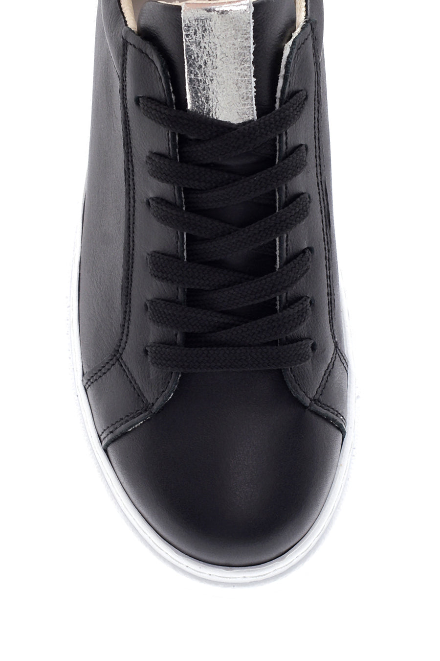 Kadın Siyah Deri Kalın Tabanlı Sneaker