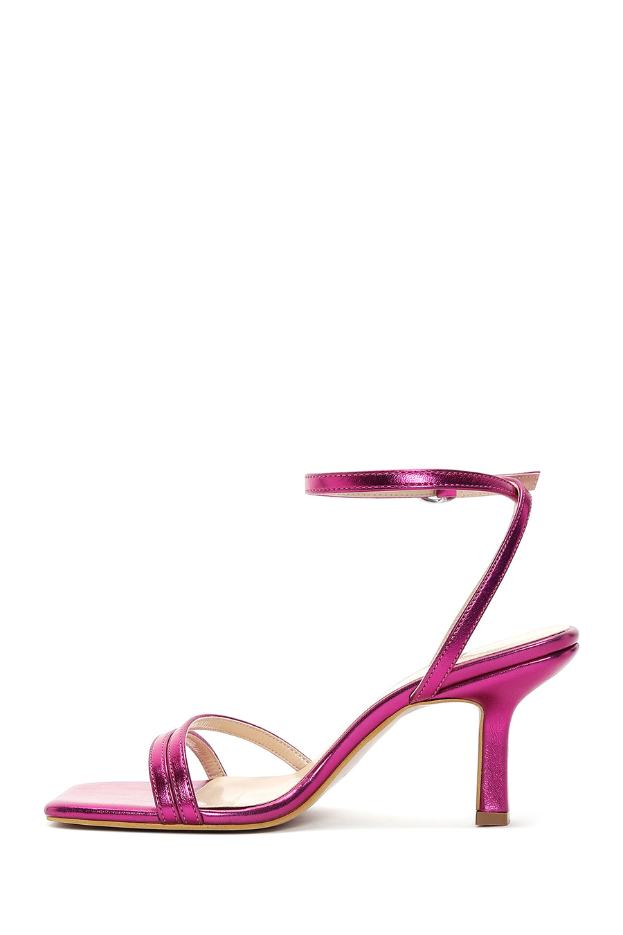 Women's Fuchsia Ankle Strap Heeled Sandals