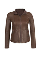 Lucy Woman Gray Double-Sided Leather Suede Jacket | Derimod