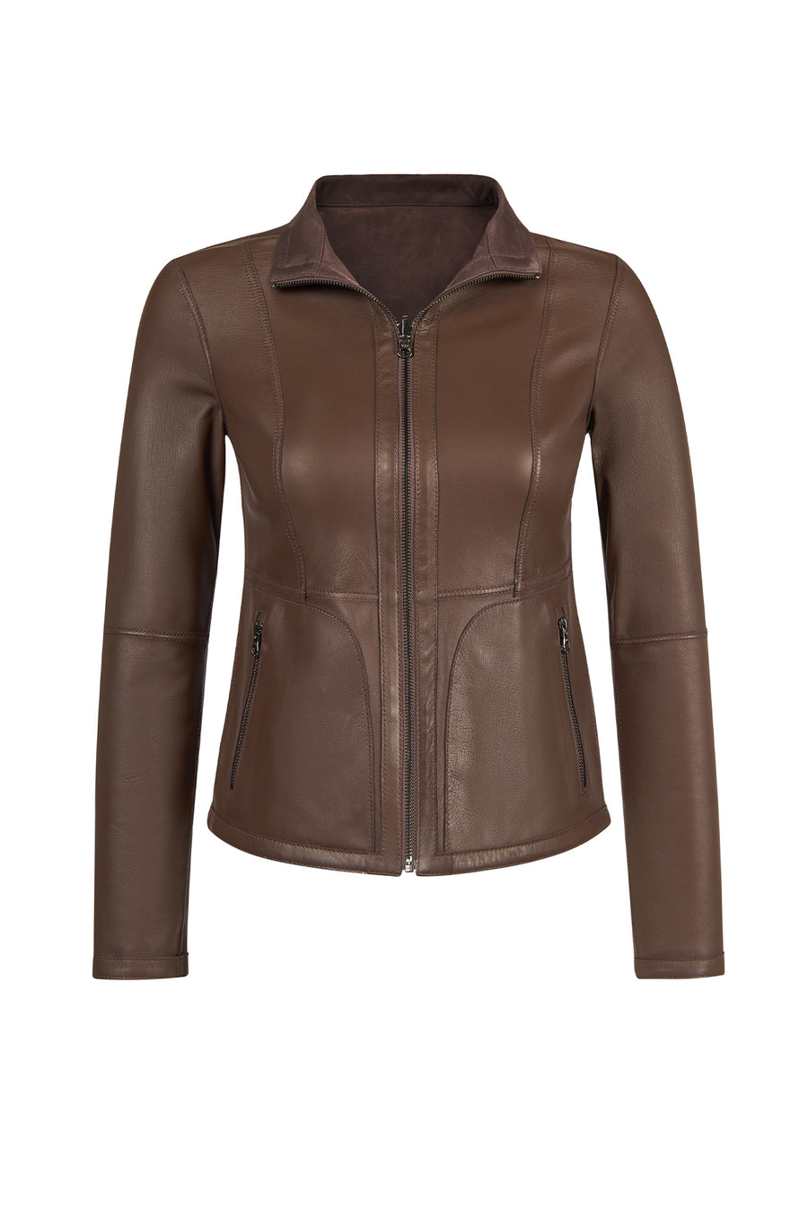 Lucy Woman Gray Double-Sided Leather Suede Jacket