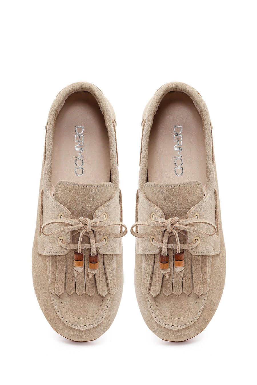 Women's Beige Tassel Suede Leather Loafer