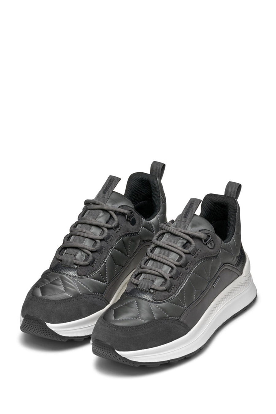 Geox Kadın Gri Bağcıklı Kalın Tabanlı Kumaş Sneaker