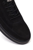 Erkek Siyah Bağcıklı Nubuk Deri Casual Sneaker | Derimod