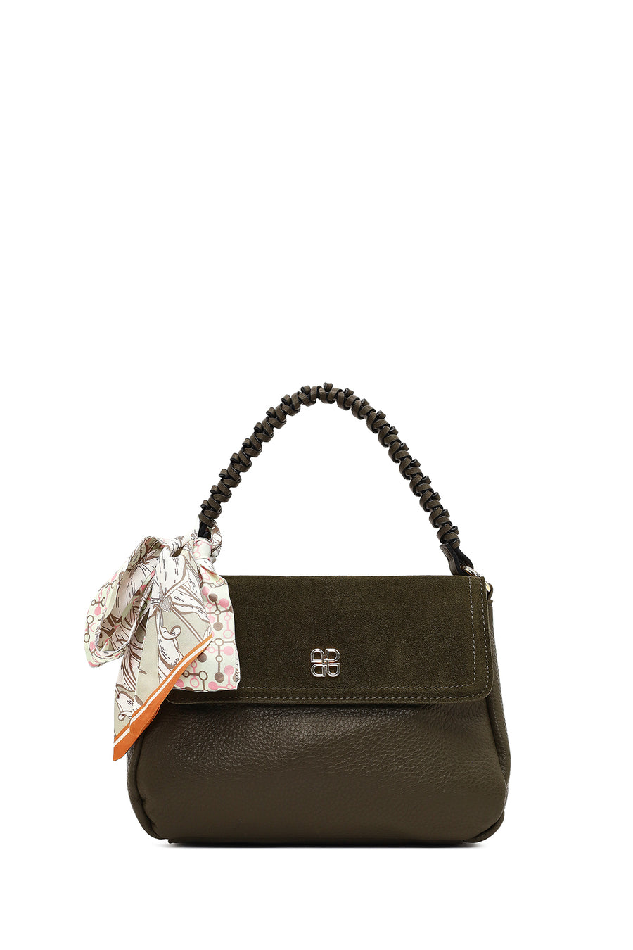 Woman Khaki Long-Strap Suede Shoulder Bag