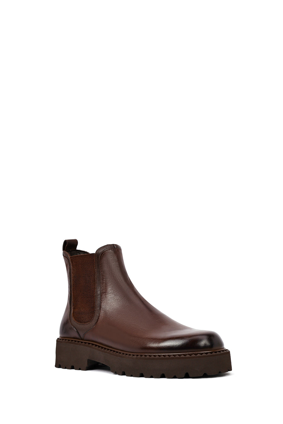 Male Brown Thick-Soled Leather Chelsea Boots