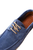Men's Blue Suede Leather Espadrilles | Derimod