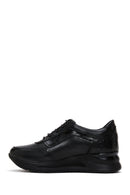 Women's Black Leather Thick Soled Sneaker | Derimod