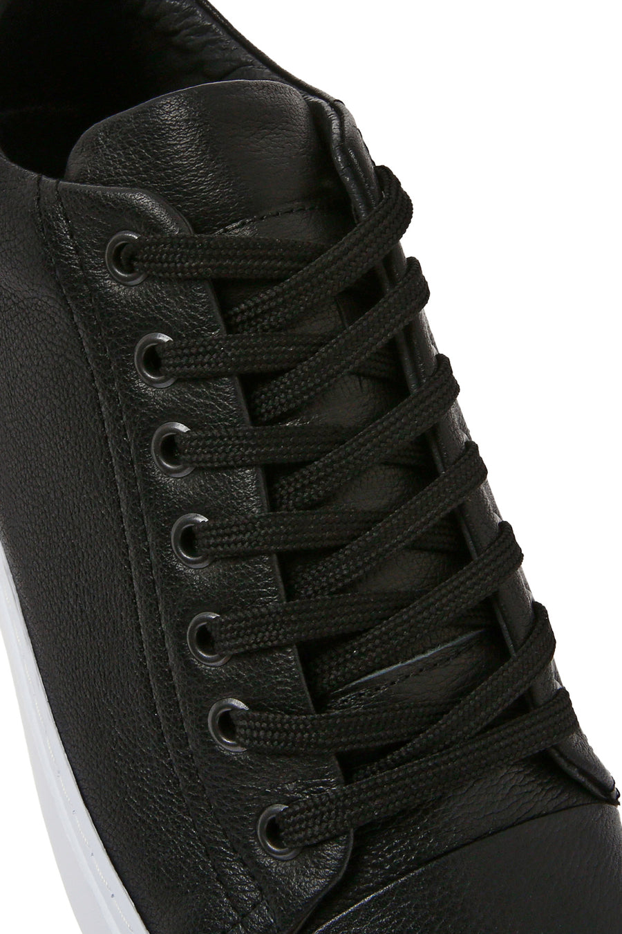 Men's Black Thick Sole Lace Up Leather Sneaker
