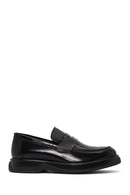 Male Black Thick-Soled Leather Casual Loafer | Derimod