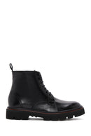 Men's Black Leather Zippered Casual Boots | Derimod