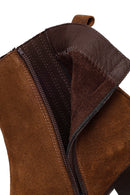Woman Brown Zip Closure Chunky Heeled Suede Boots | Derimod