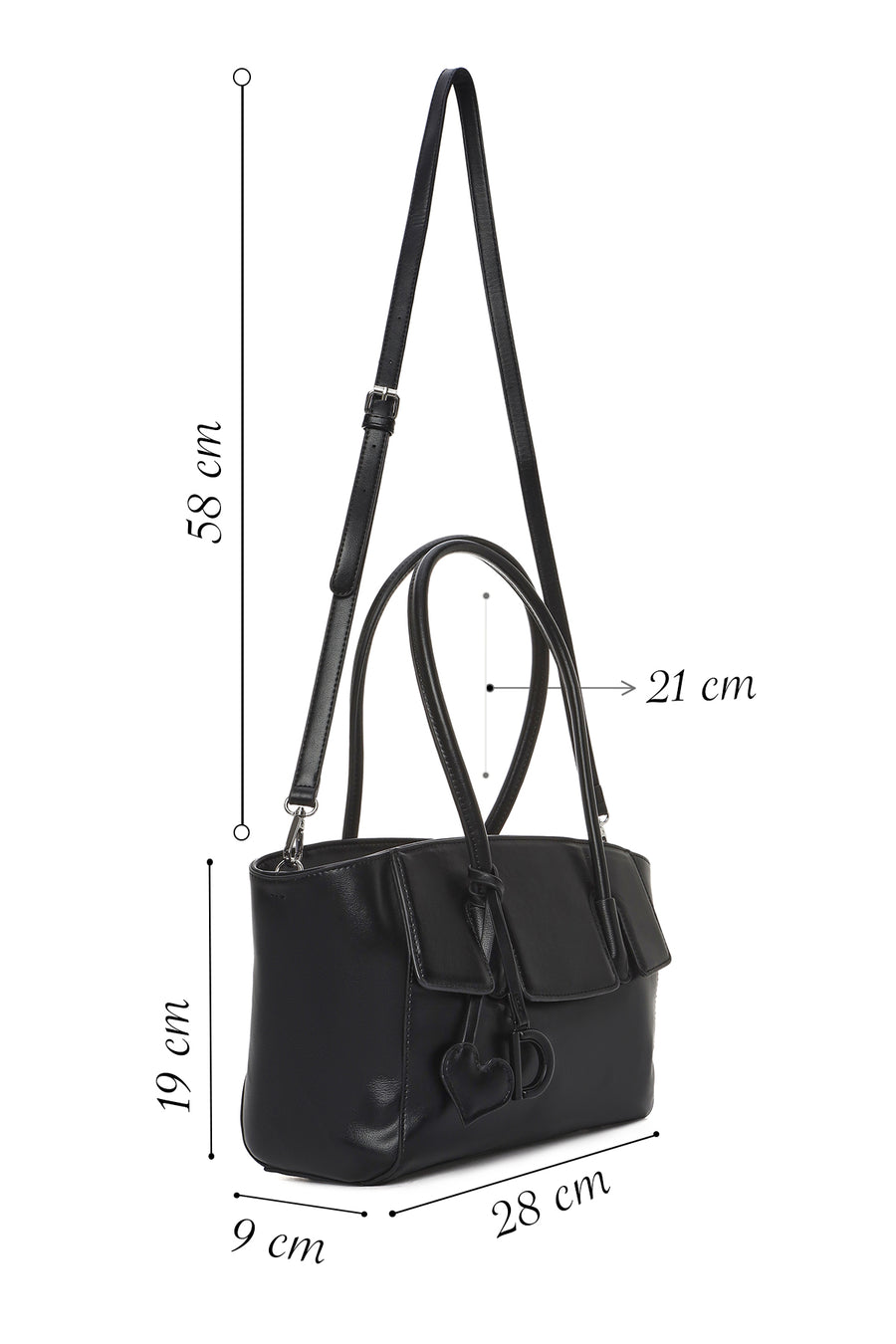 Women's Black Long Strap Shoulder Bag