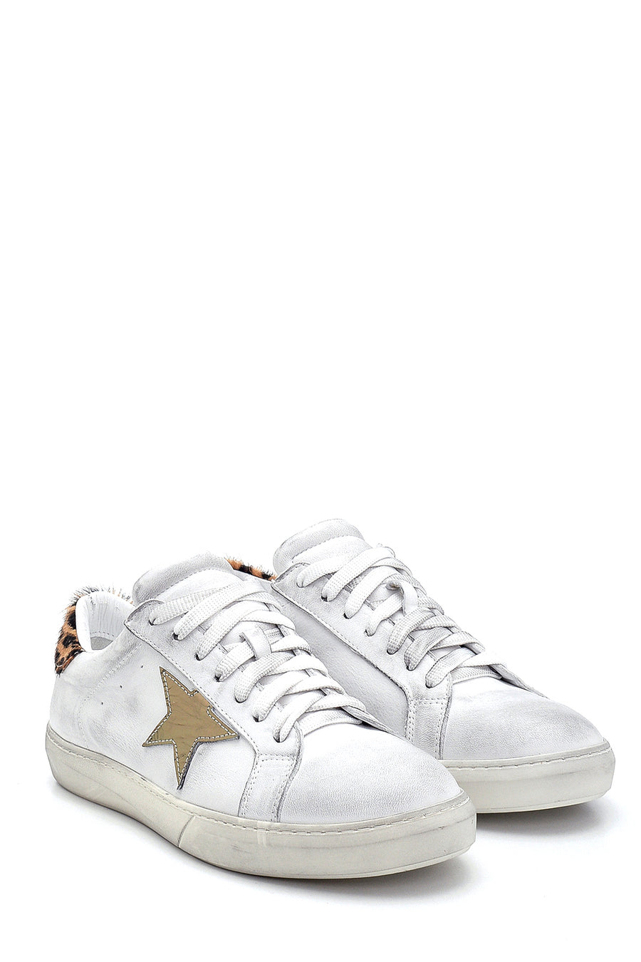 Kadın Deri Yıldız Detaylı Sneaker