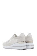 Women's White Thick Heeled Lace-up Leather Sneaker | Derimod