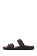 Men's Brown Nubuck Leather Casual Slippers | Derimod