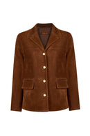 Melanie Woman Whisky Nubuck Leather Blazer Jacket | Derimod
