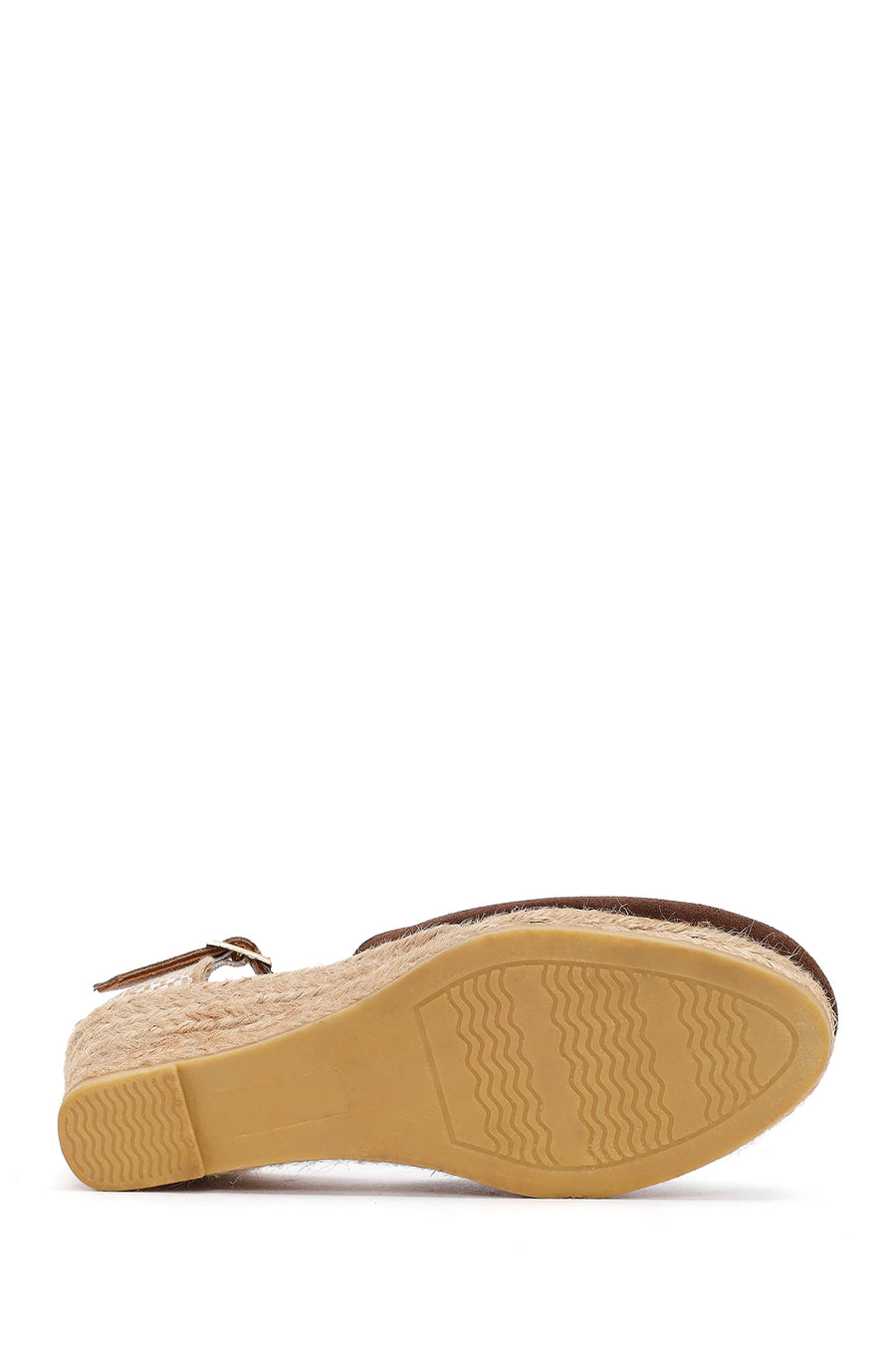 Women's Brown Ankle Strap Wedge Heel Suede Leather Espadrille Sandals