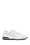 Men's White Lace-up Thick-Sole Leather Sneaker | Derimod
