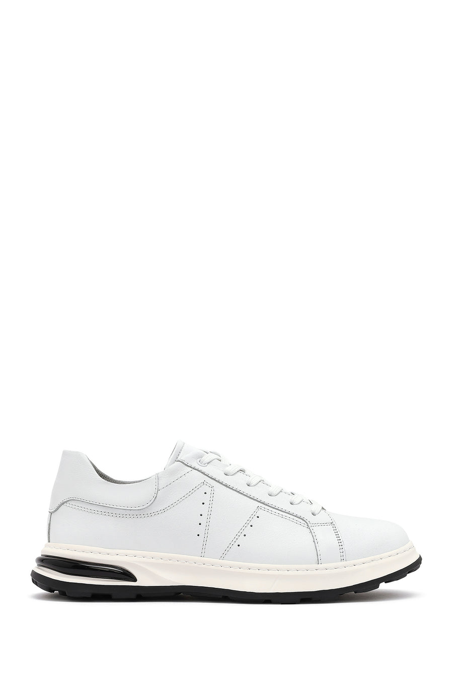 Men's White Lace-up Thick-Sole Leather Sneaker 25SFD675018 | Derimod