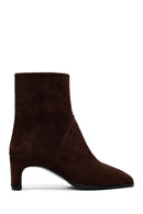 Women's Brown Chunky Heel Suede Leather Boots | Derimod