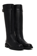 Woman Black Zip Closure Thick-Soled Leather Boot | Derimod