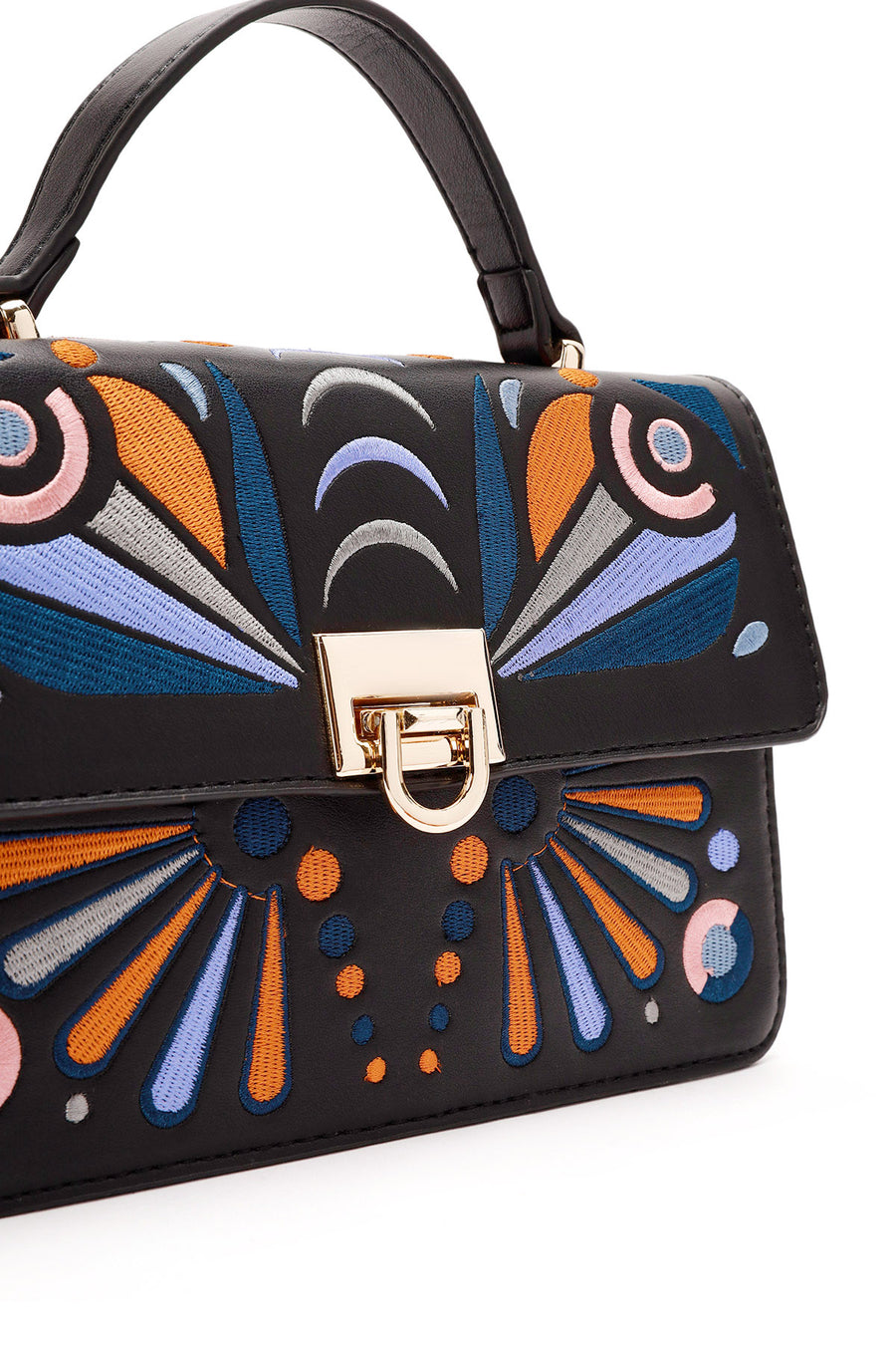 Women's Black Long Strap Printed Shoulder Bag