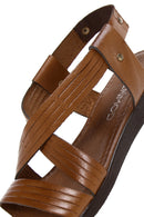 Women's Tan Leather Bodrum Sandals | Derimod