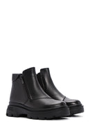 Women's Black Zippered Leather Boots | Derimod