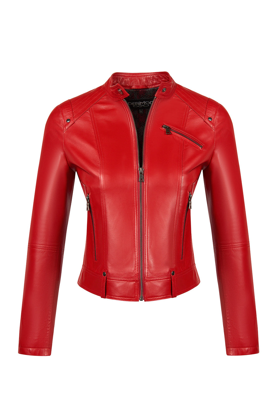 Sonia Woman Red Short Leather Jacket
